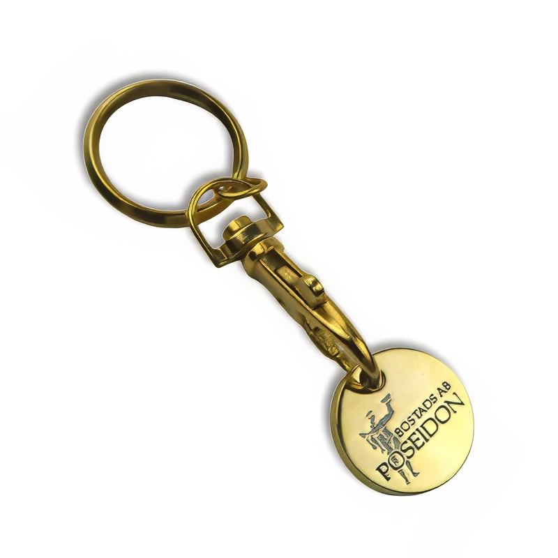 Custom Branded Brass Carabiner Trolley Tokens & Caddy Coins with Logo