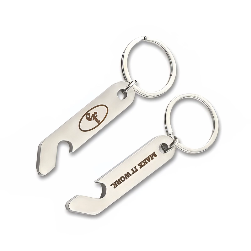 Custom Branded Metal Bottle Opener Keychains with Logo and Inspirational Phrase