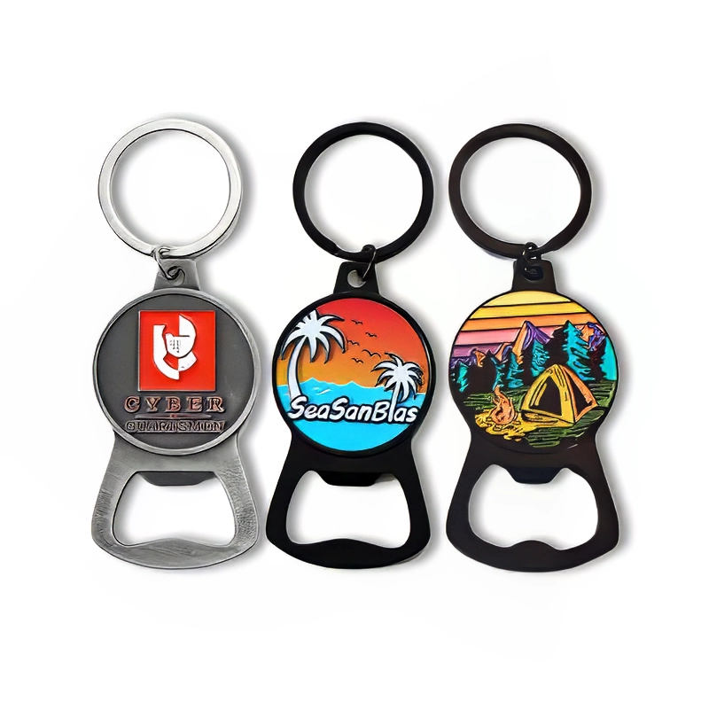 Custom Promotional Metal Keychain Bottle Openers with Logo for Souvenir and Promotional Use