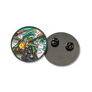 Custom Circular Die Cast Metal Badges with Enamel Fill