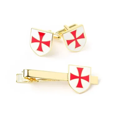 Knights Templar Cufflinks and Tie Clip Set