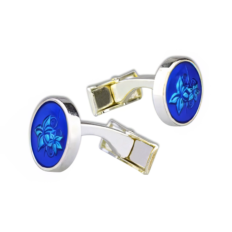 Floral Design Silver Plated Cufflinks for Business Gifts